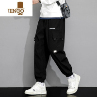 YANXU大码工装裤子男士夏季宽松束脚运动裤冰丝薄款男生潮牌休闲九分裤