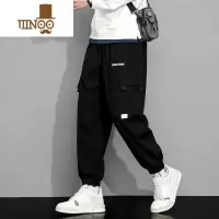YANXU大码工装裤子男士夏季宽松束脚运动裤冰丝薄款男生潮牌休闲九分裤