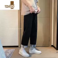 YANXU潮牌裤子男款夏季运动休闲长裤港风宽松直筒百搭潮流九分卫裤