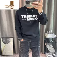 YANXU秋季男士字母印花圆领套头长袖卫衣美式宽松上衣痞帅韩版简约男装