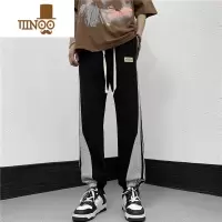 YANXU夏季新款撞色拼接条纹卫裤宽松薄束脚运动男女款高街美式休闲哈伦