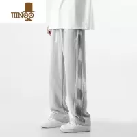 YANXU条纹冰丝休闲卫裤男夏季设计感美式宽松运动裤潮流ins大码拖地裤