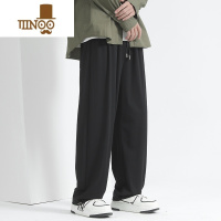 YANXU裤子男款宽松2023新款男士休闲裤垂感直筒运动裤男生抽绳卫裤