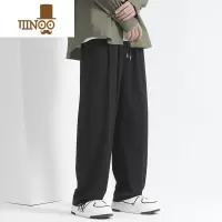 YANXU裤子男款宽松2023新款男士休闲裤垂感直筒运动裤男生抽绳卫裤