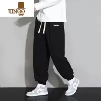 YANXU黑色灯芯绒裤子男款束脚卫裤宽松潮牌男生运动休闲长裤