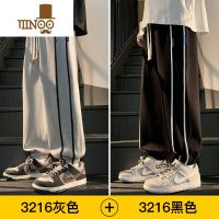 YANXU裤子男生休闲长裤男士2023新款宽松束脚运动秋季灰色卫裤男款