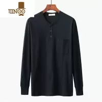 YANXU中老年男士长袖t恤爸爸老人上衣中年V领爷爷衣服体恤衫