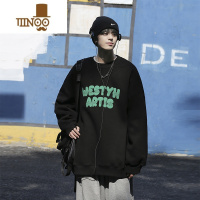 YANXU圆领oversize卫衣男士潮牌外套vintage美式长袖t恤无帽