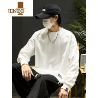 YANXU白色长袖t恤男新款宽松内搭上衣日系简约潮流休闲卫衣