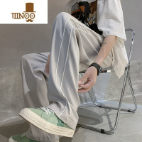 YANXU美式vibe黑色休闲裤子男秋季舒适垂感运动长裤直筒潮牌条纹阔腿裤