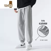 YANXU卫裤男士2023秋季新款灰色潮牌束脚垂感运动裤美式休闲长裤子