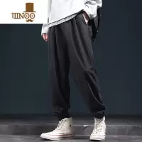 YANXU薄款华夫格卫裤宽松束脚九分裤子夏季男美式冰丝大码休闲运动裤潮