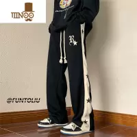 YANXU垂感阔腿卫裤美式高街男潮牌oversize国潮hiphop直筒运动裤子