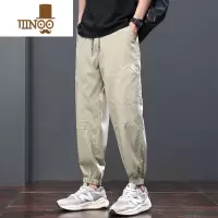YANXU美式九分休闲裤男士夏季薄款潮牌束脚阿美咔叽工装男裤子哈伦男款