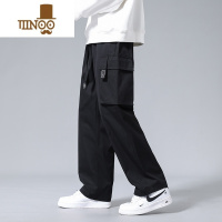 YANXU直筒工装裤男生多袋裤子男款潮牌宽松百搭阔腿运动休闲长裤