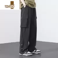 YANXU美式vibe风排扣工装裤男高街山系速干潮牌宽松直筒休闲裤子