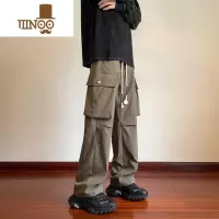 YANXU美式机能冲锋裤男秋季潮牌宽松阔腿工装裤子高街vibe直筒休闲长裤