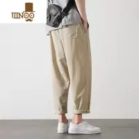 YANXU夏季薄款直筒冰丝裤子男款垂感九分休闲西装裤宽松大码小脚运动裤