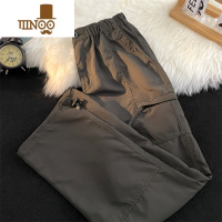 YANXU速干冲锋裤夏季男款冰丝裤子宽松直筒潮牌机能抽绳束脚工装休闲裤