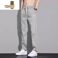 YANXU冰丝裤子男士夏季超薄款宽松直筒抽绳运动裤潮牌条纹男生休闲长裤