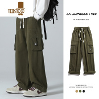 YANXU工装裤子男2023秋季新款美式高街垂感直筒裤男士宽松休闲长裤