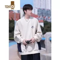 YANXU撞色感卫衣男潮牌2023新款痞帅上衣潮流炸街早秋薄外套