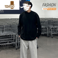YANXU半高领德绒长袖t恤男ins潮牌宽松休闲打底衫男士黑色卫衣冬