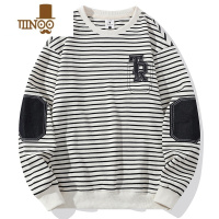 YANXU条纹卫衣男2023秋季新款百搭帅气宽松T恤潮流装休闲长袖加绒上衣