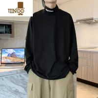 YANXU半高领长袖t恤男秋季港风ins潮牌内搭宽松学生百搭休闲打底衫