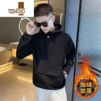 YANXU感男装加绒潮流ins连帽卫衣男士个性网红外套青年上衣