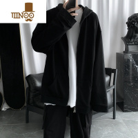 YANXU痞帅开衫卫衣男款ins高街vintage拉链外套连帽宽松百搭上衣