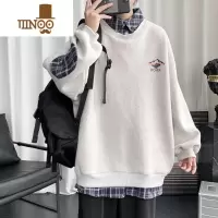 YANXU格子领卫衣男假oversize上衣款无帽潮牌秋季外套