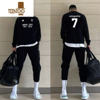 YANXU美式高街风薄款圆领卫衣男vintage潮牌宽松百搭外套上衣ins