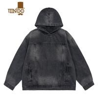 YANXU美式高街水洗复古牛仔连帽上衣男女ins潮牌休闲百搭宽松卫衣外套