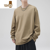 YANXU纯色长袖t恤男百搭美式内搭卫衣圆领宽松打底衫上衣