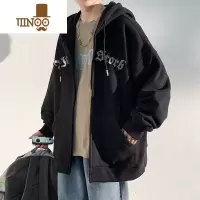 YANXU棉连帽卫衣男士宽松美式潮牌冬季加绒加厚拉链开衫外套