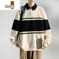 YANXU美式潮牌翻领卫衣男款宽松长袖polo衫男士情侣上衣休闲外套