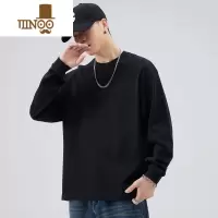YANXU 260g宽松白色长袖t恤男款内搭卫衣纯色打底衫男