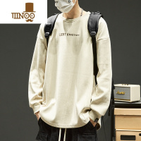 YANXU长袖t恤男日系百搭圆领男士打底衫秋季潮牌宽松卫衣男款