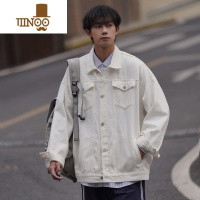 YANXU日系卡其色牛仔外套男款美式复古vintage工装夹克翻领棒球服