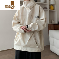 YANXU冲锋衣外套男新款潮牌痞帅宽松防风防水机能斜拉链工装夹克