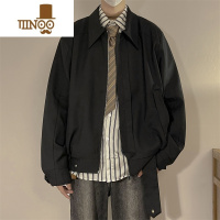 YANXU小众设计感翻领夹克男潮牌宽松工装外套感纯色痞帅上衣