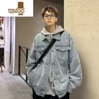 YANXU美式复古黄泥色牛仔外套男宽松潮牌夹克痞帅感新款褂子