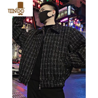 YANXU潮牌痞帅格子夹克ins超火网红男士修身百搭上衣秋季翻领加厚外套