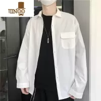 YANXU痞帅衬衫男日系休闲宽松外套男士港风ins潮流百搭长袖衬衣