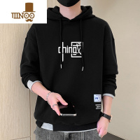 YANXU假男士新款国潮牌百搭连帽卫衣中国风青少年上衣服外套