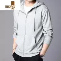 YANXU纯色开衫卫衣男连帽春加绒上衣服潮流宽松百搭男装学生外套