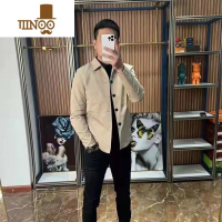 YANXU2022新款春生同款翻领修身外套男潮牌战马夹克时尚休闲上衣潮