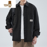 YANXU工装衬衫外套男宽松休闲2023秋季潮牌日系复古开衫夹克