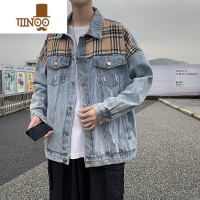 YANXU新款港风牛仔夹克男宽松痞帅拼接上衣潮流韩版ins休闲外套